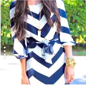 Diane Von Furstenberg NEW Brigid Silk Midi Dress Navy White Chevron Stripe 4
